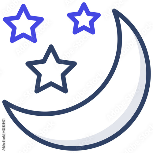 Moon with stars, nighttime icon