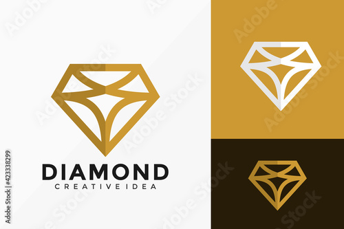 Luxury Line Art Diamond Company Logo Vector Design. Abstract emblem, designs concept, logos, logotype element for template.