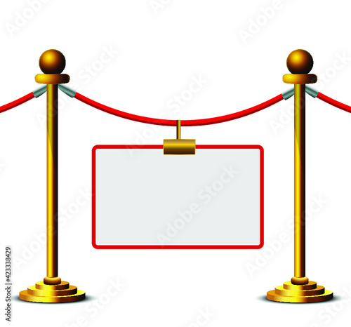 Gold stanchions with place for your text on white background