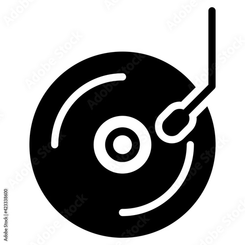 solid icon of disc player or dj vector design