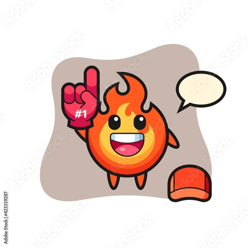 fire illustration cartoon with number 1 fans glove