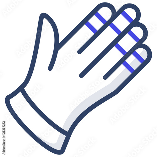 A hand covering accessory, flat design of gloves icon