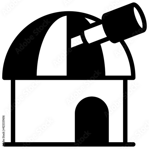 Observatory building solid vector design of planetarium