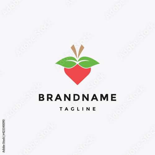 strawberry fruit logo icon vector