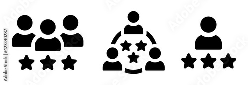 Customer experience on 3 stars rating icon flat vector illustration.