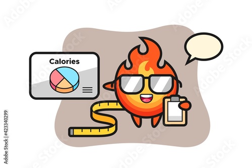Illustration of fire mascot as a dietitian