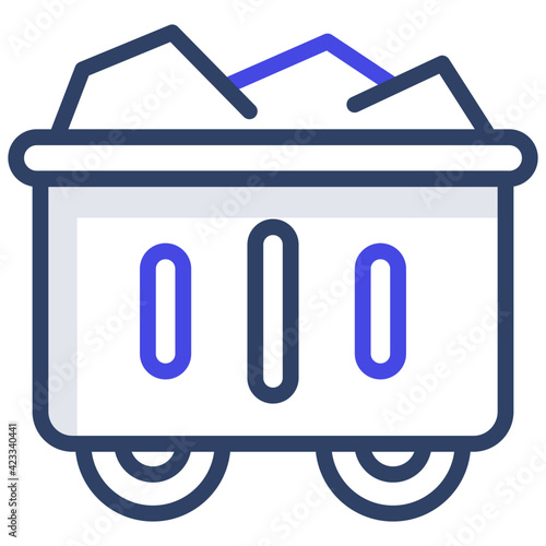      A trash cart icon, flat design of dumpster 