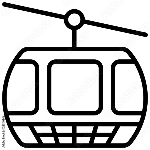 linear cable car icon design, cable transport vector showing the concept of adventure