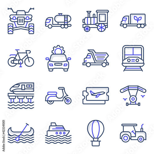 Pack of Travel and Transport Flat Icons 