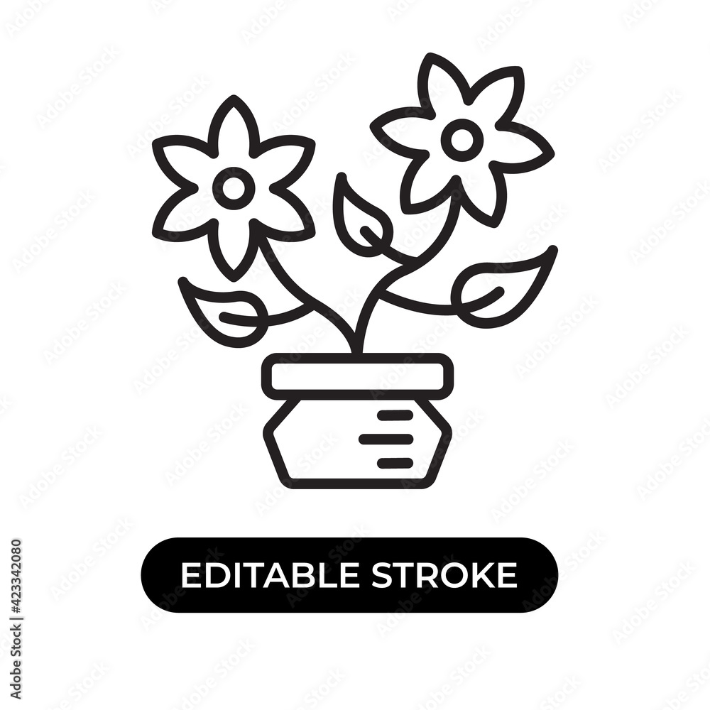 custom made wallpaper toronto digitalVector illustration of flower icon. Two flower plant on the pot. Editable stroke with line design style