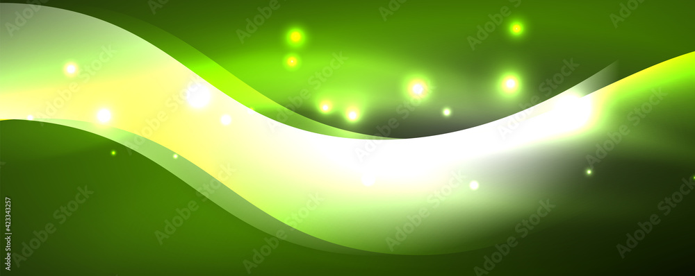 Shiny glowing neon wave, light lines abstract background. Magic energy and motion concept. Vector wallpaper template Shiny glowing neon wave, light lines abstract background. Magic energy and motion concept. Vector wallpaper template