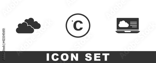 Set Cloud, Celsius and Weather forecast icon. Vector