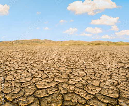 dry cracked dirt in desert landscape in Africa