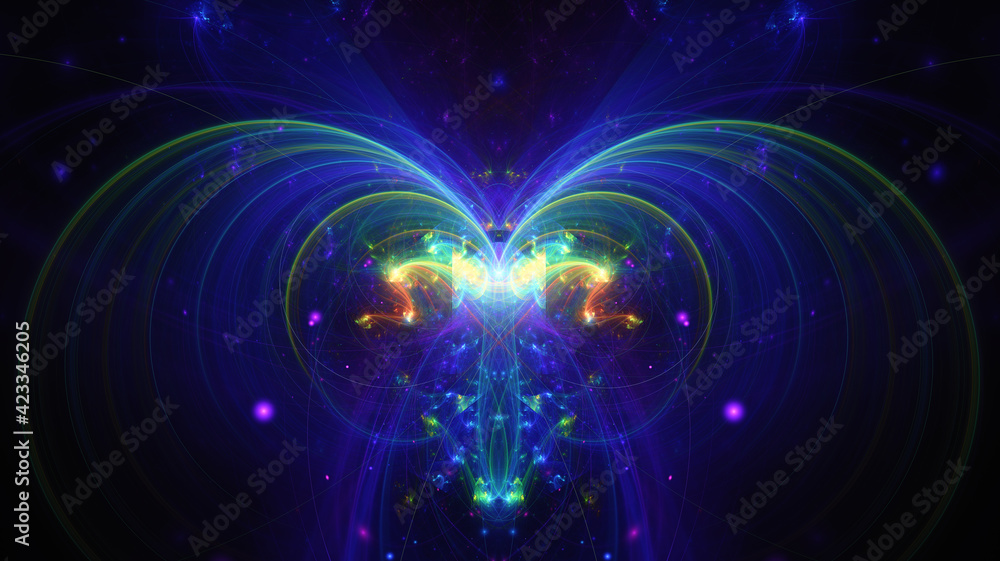 Obraz premium Abstract background, smooth multicolored lines on a black background.