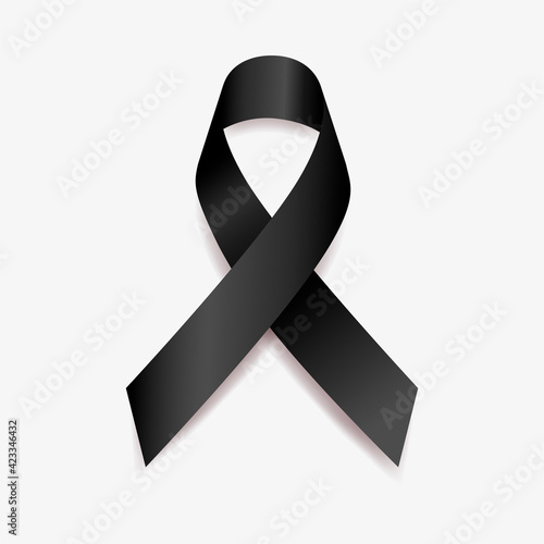 May is National Melanoma and Skin Cancer Awareness Month. Concept with black Ribbon. Banner template. Vector illustration.