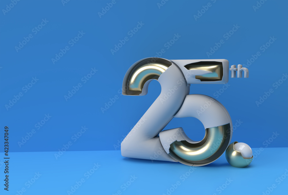 25th Years Anniversary Celebration 3D Render Illustration Design. 25th Years Anniversary Celebration 3D Render Illustration Design.