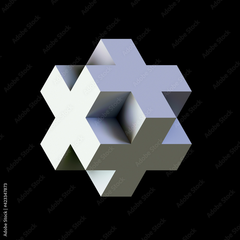 Volumetric cross in three projections on a black background Volumetric cross in three projections on a black background