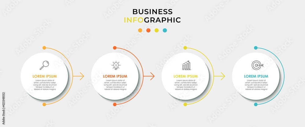 Business Infographic design template Vector with icons and 4 options or steps. Can be used for process diagram, presentations, workflow layout, banner, flow chart, info graph Business Infographic design template Vector with icons and 4 options or steps. Can be used for process diagram, presentations, workflow layout, banner, flow chart, info graph