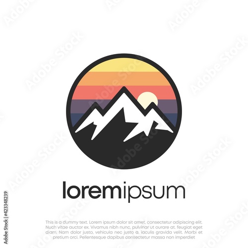 Simple modern mountain adventure logo design
