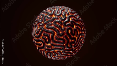Artificial Brain with glowing details. 3d illustration, suitable for technology, ai and alien themes.