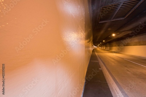 tunnel refurbishment workers working inside the tunnel photo