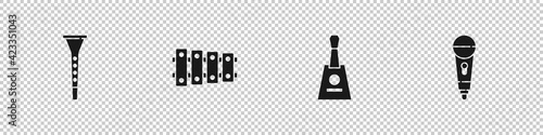 Set Clarinet, Xylophone, Balalaika and Microphone icon. Vector