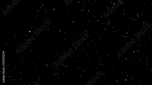 Natural Organic Dust Particles Floating On Black Background. Glittering Sparkling Particles Randomly Spin In The Air With Bokeh. Place it over your footage in add or screen mode.