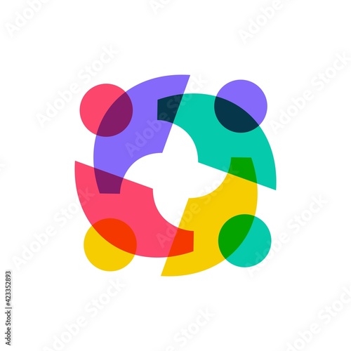 people family together human unity overlay overlap logo vector icon illustration