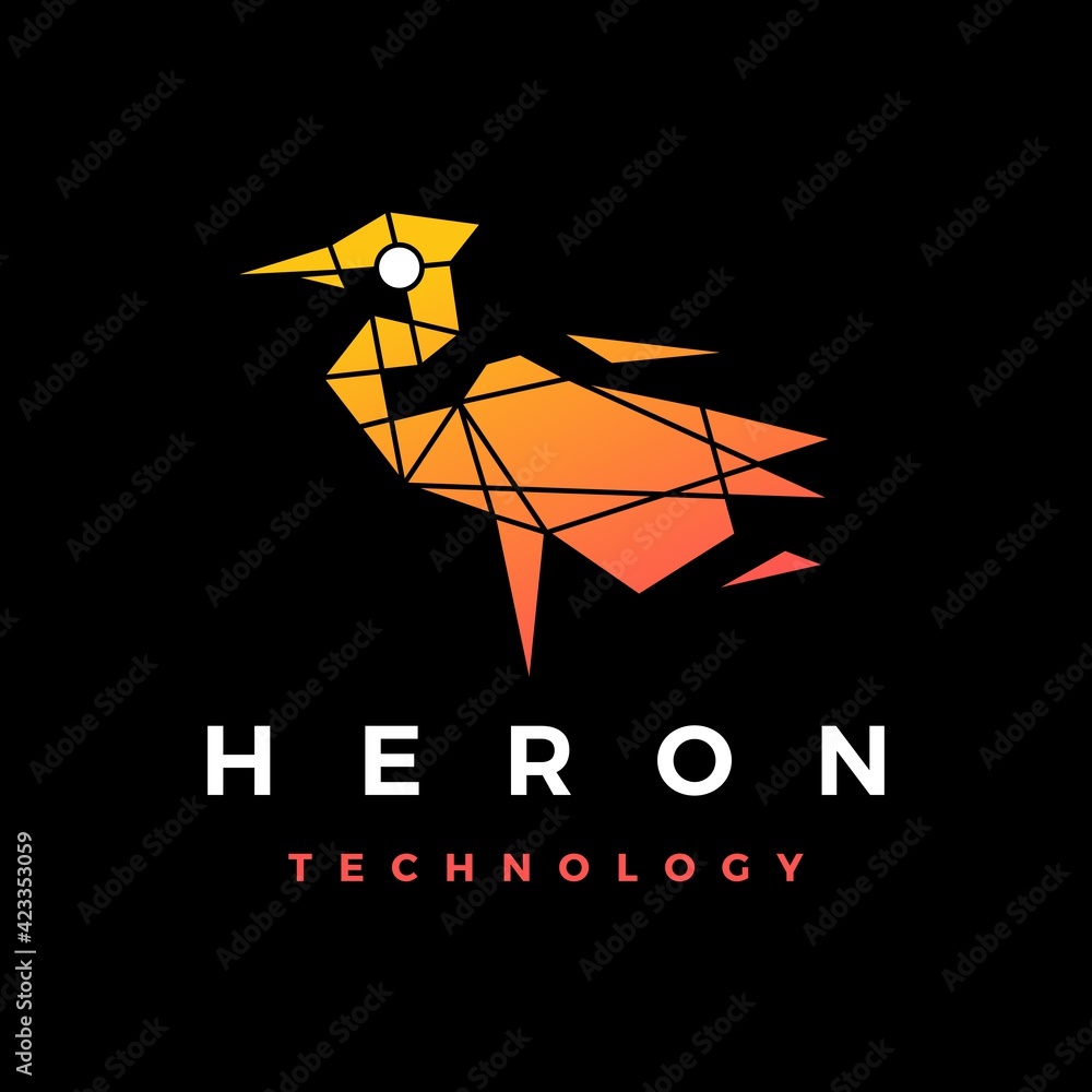 heron technology geometric polygonal logo vector icon illustration heron technology geometric polygonal logo vector icon illustration