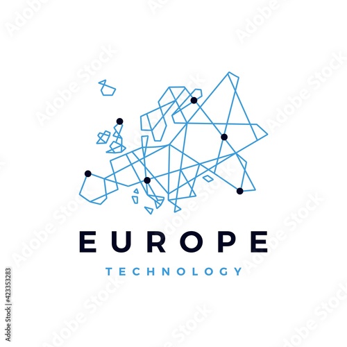 europe technology connection geometric polygonal logo vector icon illustration