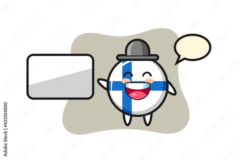 Fototapeta premium finland flag badge cartoon illustration doing a presentation