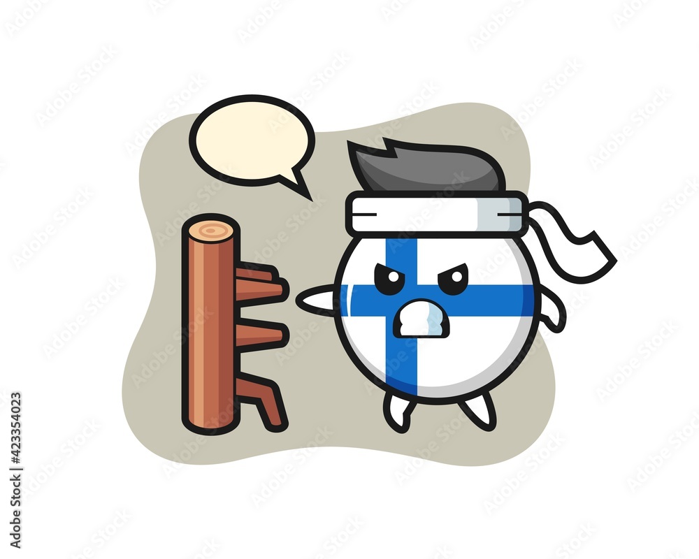 finland flag badge cartoon illustration as a karate fighter finland flag badge cartoon illustration as a karate fighter