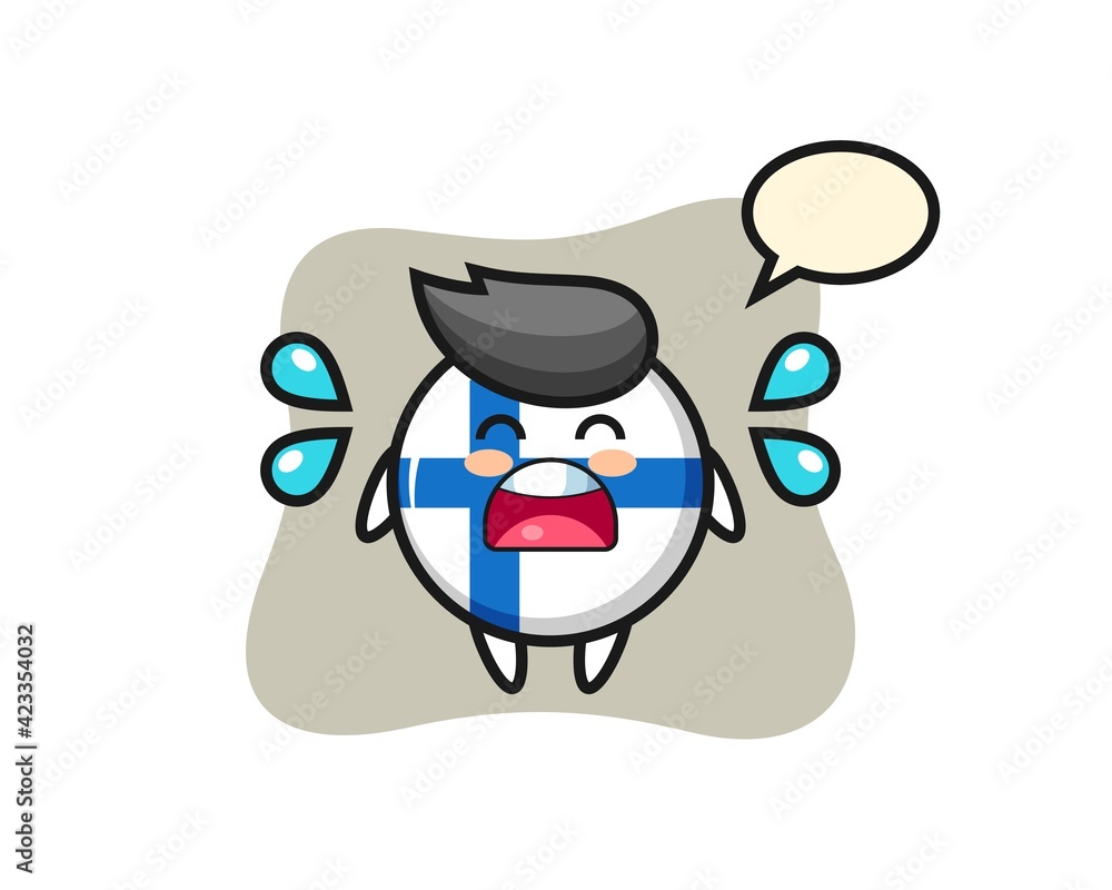 finland flag badge cartoon illustration with crying gesture finland flag badge cartoon illustration with crying gesture