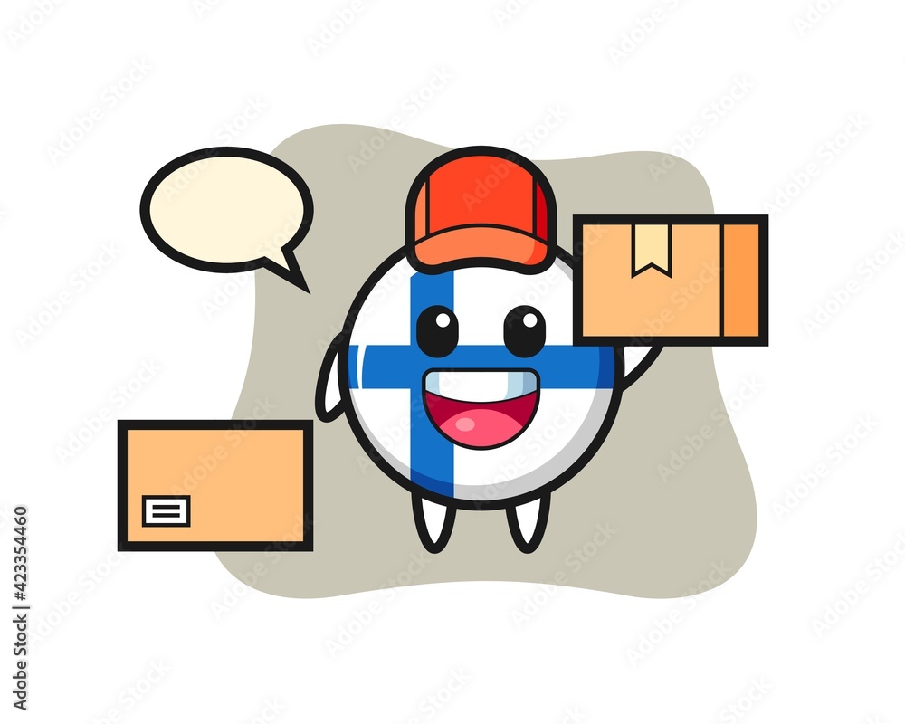 Mascot Illustration of finland flag badge as a courier
