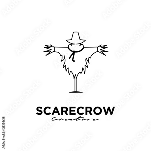 Line simple Scarecrow logo vector symbol icon illustration design isolated background
