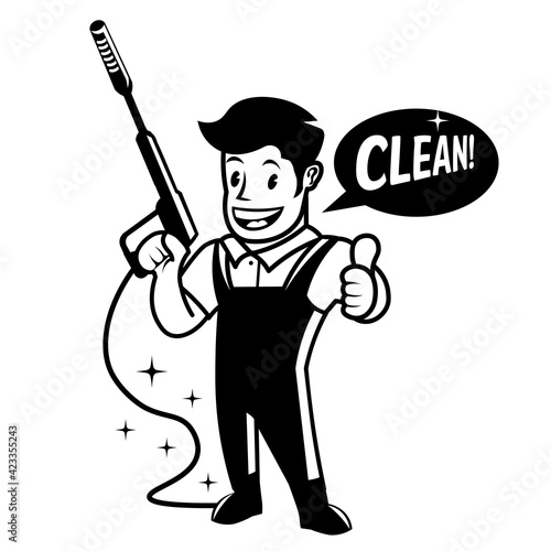 Washer Pressure mascot character, good for Pressure washing service company and cleaning service logo