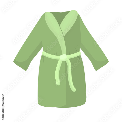 vector illustration of a green bathrobe isolated on a white background