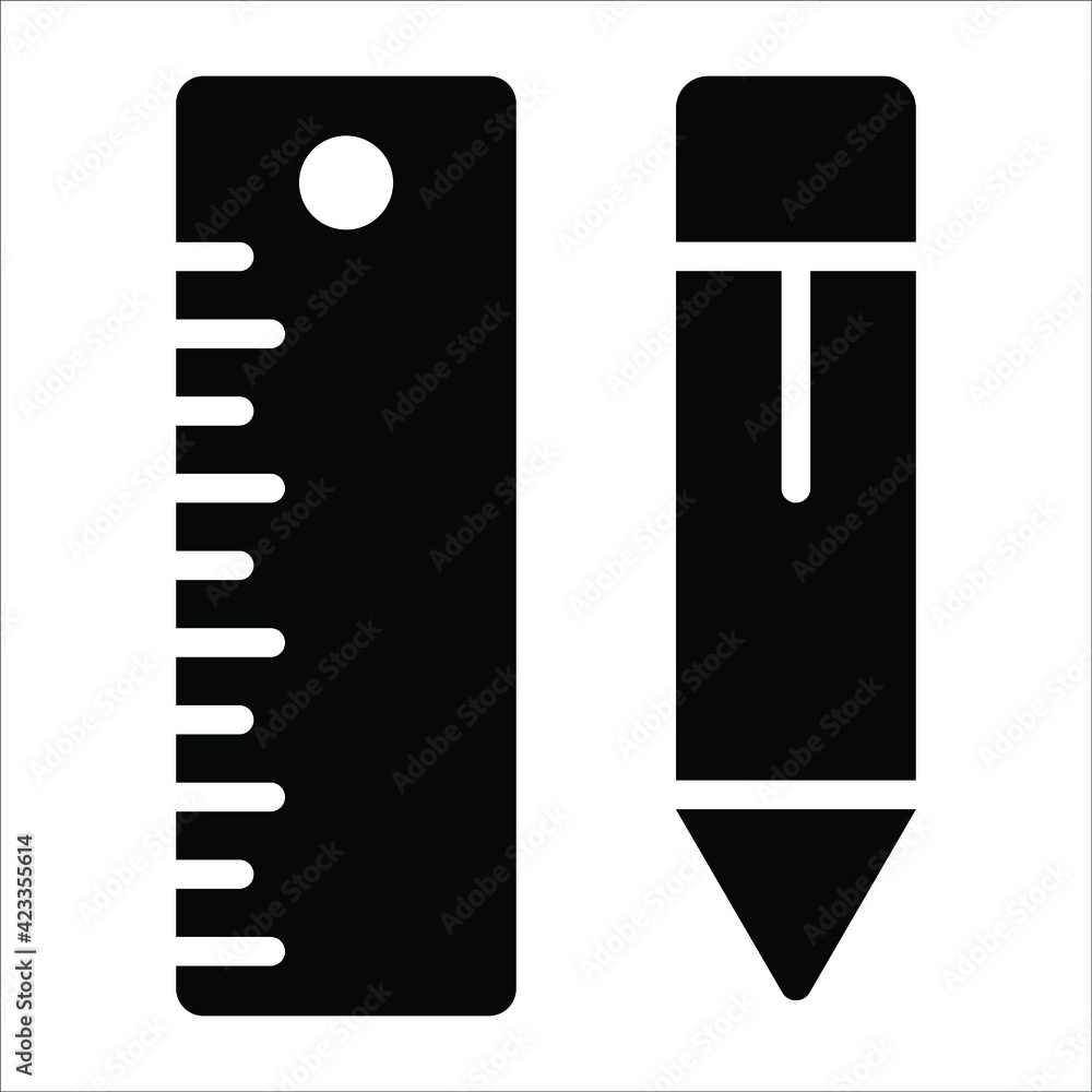 pencil and ruler glyph modern illustration pencil and ruler glyph modern illustration