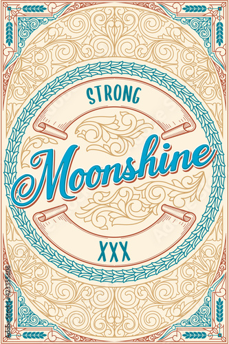 Moonshine vintage decorative ornate label design