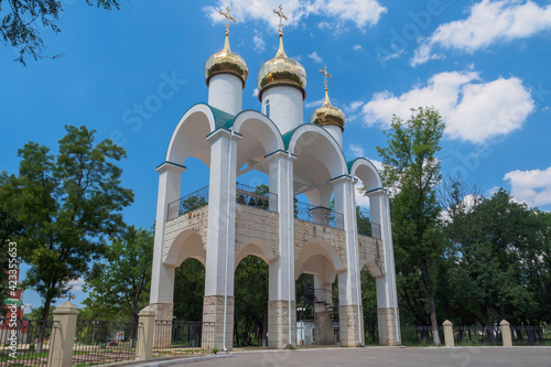Entrance to the Church of the Presentation of the Lord in Kirov park,Tiraspol, Transnistria