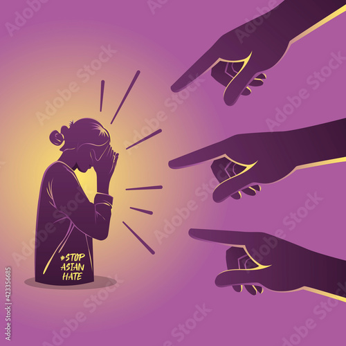 Racism concept with hands pointing at person