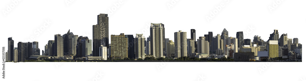 many buildings in downtown, panorama view