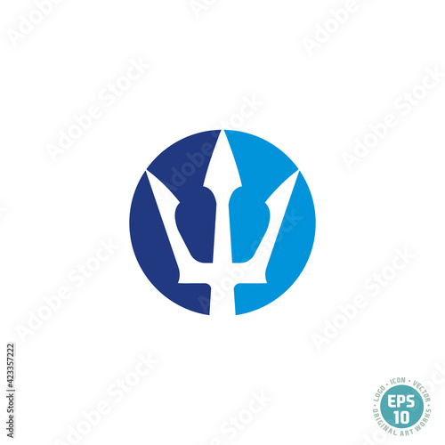 trident logo circle vector template