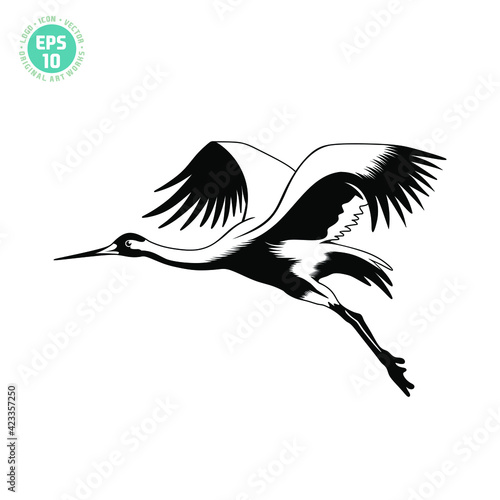 beautiful crane bird vector illustration