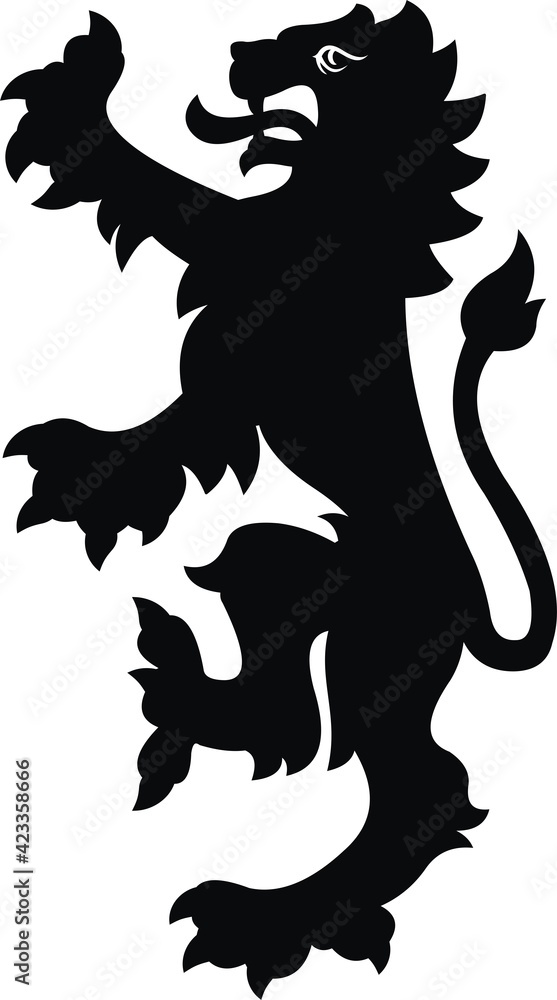 Heraldic lion vector illustration. Black white silhouette Heraldic lion vector illustration. Black white silhouette