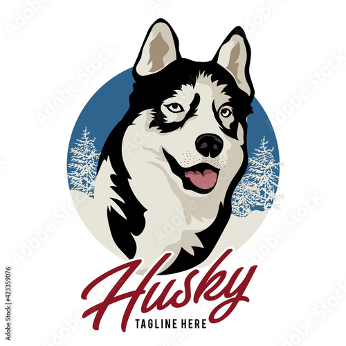 Siberian husky vector logo, perfect for huskyowner club logo and tshirt design