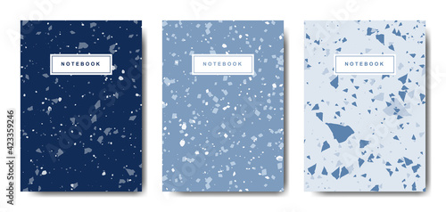 Terrazzo abstract cover page templates. Universal abstract layouts. Applicable for notebooks, planners, brochures, books, catalogs