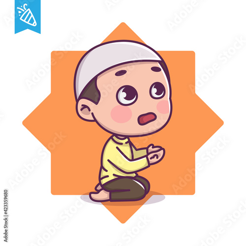 Cute Muslim Boy Pray Ask t God, Fit For Any Moslem Content.