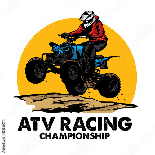 ATV Logo Buggy Racing sport vector illustration, perfect for tshirt, team club logo, merchandise and Buggy Race competition event logo