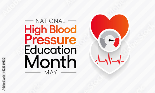 National High Blood pressure (HBP) education month is observed each year in May. it is also called hypertension. vector illustration.